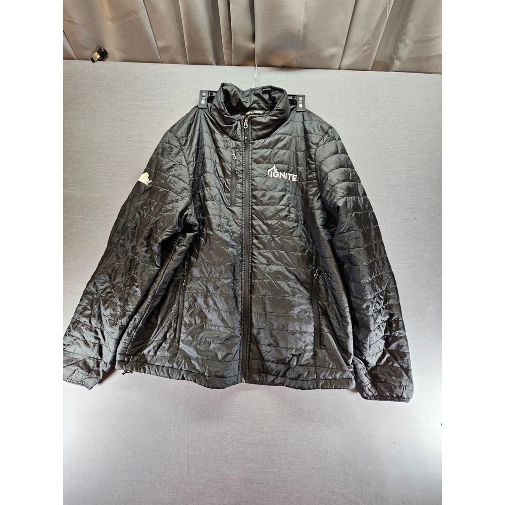 Port Authority Mens 2XL Black Quilted Puffer Jacket Ignite Logo Full Zip Coat